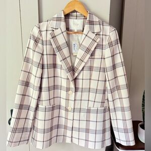 Maje Women's Plaid Blazer (Vanilla Carreaux)